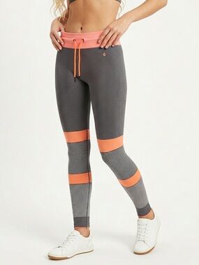 Kari Traa Scandi Colorblock Base Layer Leggings Medium Grey Orange